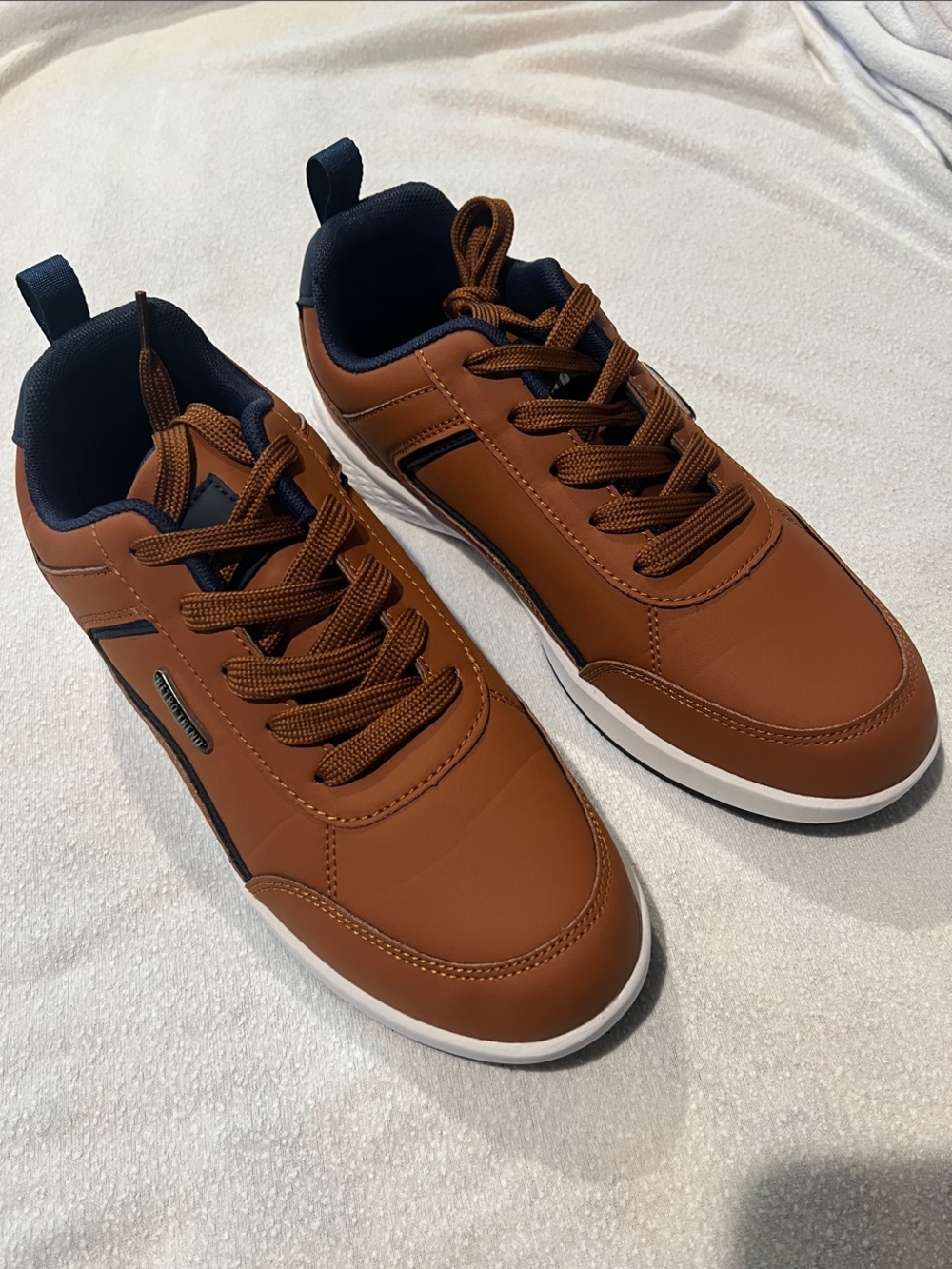 Men's Casual Lace-Up Sneakers in Brown/Cognac-41 EU/8.5 US-**Runs Small-Sz 8 Men
